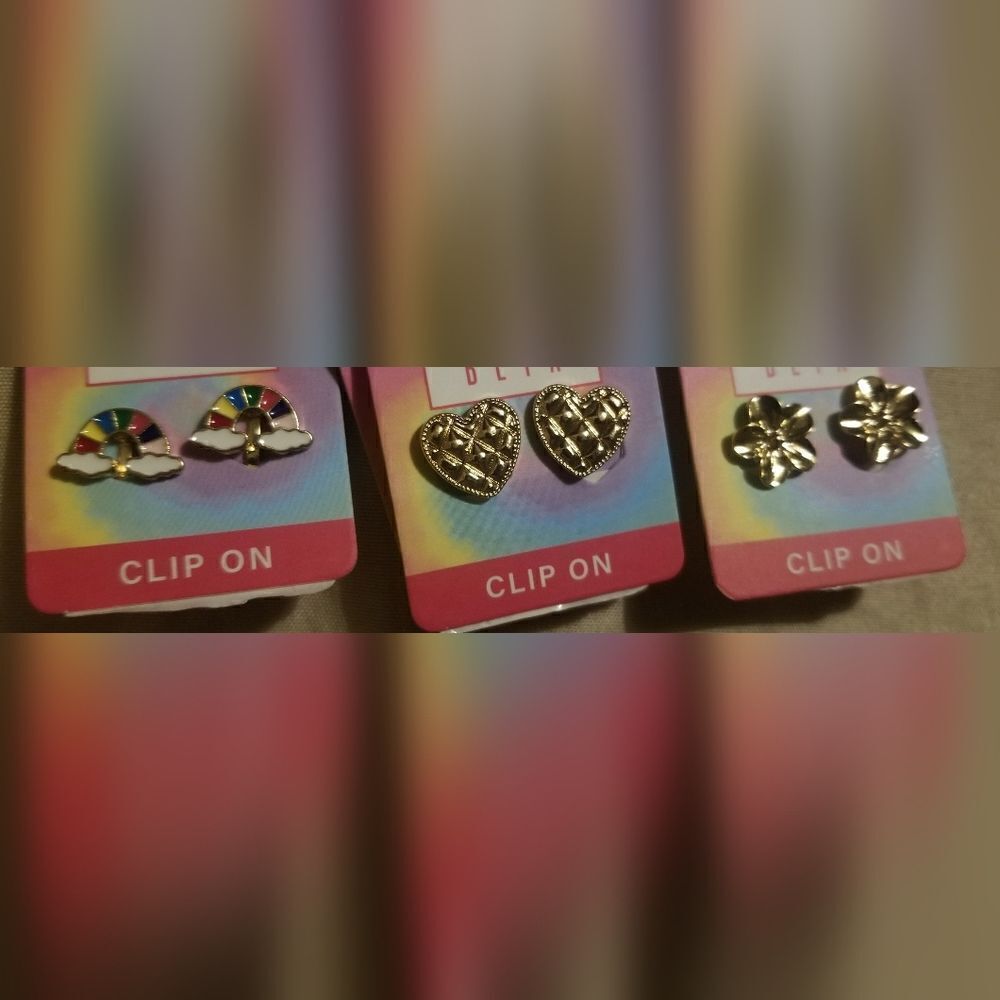 3 clip-on earrings (texture) bundle
